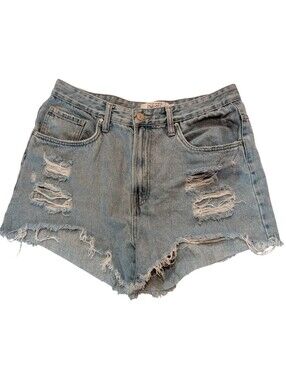 refuge Distressed Light Blue Denim Cutoff Shorts
